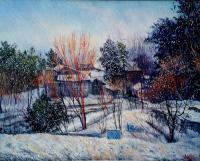 Snowscape - Oil On Canvas Paintings - By Abid Khan, Impressionism Painting Artist