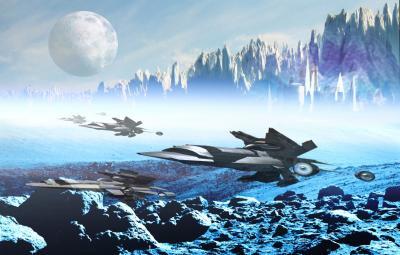 Science Fiction Fantasy - Bluescape - 3D And 2D Composite