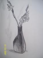 Dying Flowers - Pencil Drawings - By Gwen Opiela, Realism Drawing Artist