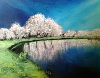 Cherry Blossoms - Pastel Paintings - By Helen Holder, Nature Painting Artist