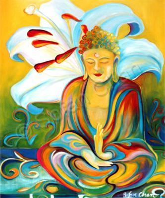 Buddha Paintings - Buddhist Art- Lily Of Consciousness - Print On Paper