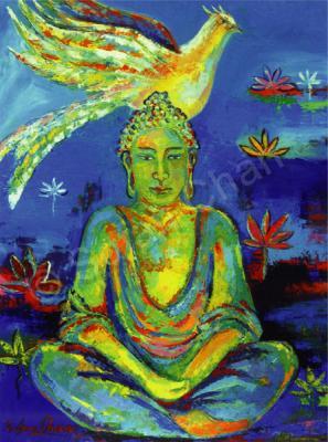 Buddha Paintings - Buddhist Art- Golden Spirit - Print