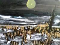 Winter Moon - Watercolor Paintings - By Timothy Wilkie, Original Painting Artist