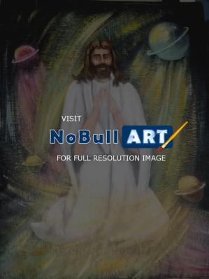 Religionabstractworldly - Jesus Praying - Acrylic On Canvas
