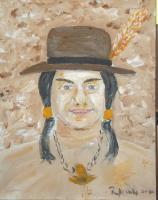 Injun Joe - Acrylic On Canvas Paintings - By Bob Arnold, People Characters Painting Artist