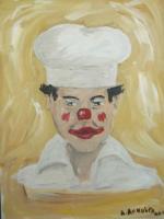 The Pizza Clown - Acrylic On Canvas Paintings - By Bob Arnold, People Characters Painting Artist