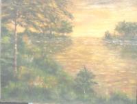 Landscape Water - River Sundown 1 - Acrylic On Canvas