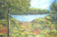Lakeside - Acrylic On Canvas Paintings - By Bob Arnold, Landscape Country Painting Artist