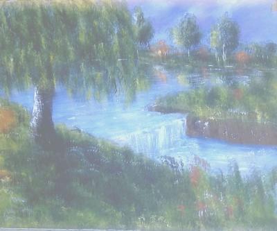 Landscape Water - Small Waterfall - Acrylic On Canvas