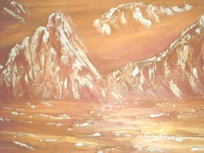 Abstract - Moon Mountains - Acrylic On Canvas