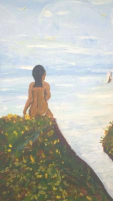 People - Young Girl Waiting For Ship To Come 2 - Acrylic On Canvas