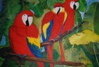 Macaws - Oil Paintings - By Gladys Villalobos, Wild Life Painting Artist