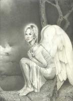Alyssas Angel - Pencil Drawings - By Linda Mason, Classic Black And White Drawing Artist