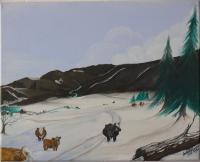 Snow Cattle - Oil Paintings - By Dawn Harper, Realism Painting Artist