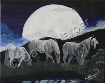 Ranch Life - Moonlight Grazing - Oil