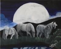 Moonlight Grazing - Oil Paintings - By Dawn Harper, Realism Painting Artist