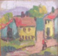 Village Setting - Oil Paintings - By George Seidman, Post Impressionist Painting Artist