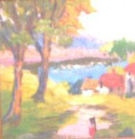 Lake Village - Oil Paintings - By George Seidman, Post Impressionist Painting Artist