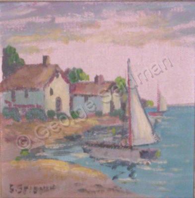 Coastal Settings - Boat And Houses - Oil