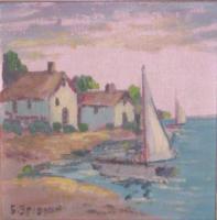 Boat And Houses - Oil Paintings - By George Seidman, Post Impressionist Painting Artist