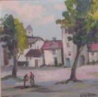 Town Square - Oil Paintings - By George Seidman, Post Impressionist Painting Artist