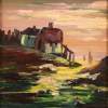 Boat And Houses On A Rough Sea - Oil Paintings - By George Seidman, Post Impressionist Painting Artist