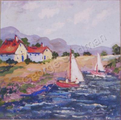 Coastal Settings - Boats On A Lake - Oil