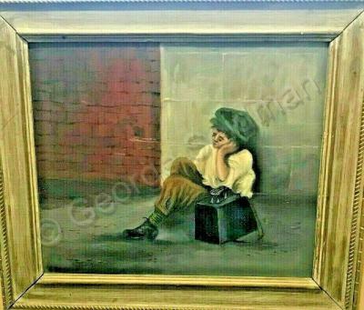 Portraits - Shoe Shine Boy By A Wall - Oil