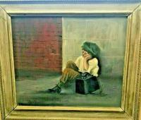 Portraits - Shoe Shine Boy By A Wall - Oil