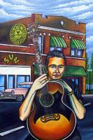 Johnny Cash Get Rhythm Sold - Acrylic On Wood Paintings - By Gray Gallery, Folk Art Painting Artist