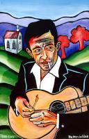 Johnny Cash The Man In Black - Giclee Canvas Print Paintings - By Gray Gallery, Folk Art Canvas Print Painting Artist