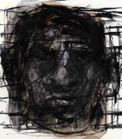 Black Portrait - Figurative Paintings - By Engin Aslan, Oil On Paper Painting Artist