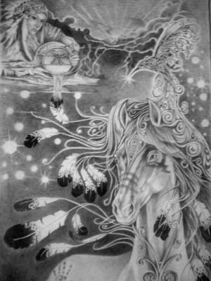 Not For Sale - Celestial Horse - Charcoal Pencil