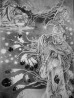 Celestial Horse - Charcoal Pencil Drawings - By Richard Jones, Native American Art Drawing Artist