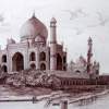 Tajmahal - Pen  Ink Paintings - By Brahm Prakash, Monument Painting Artist