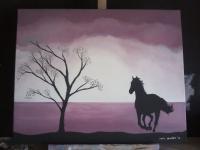 Dark Gallop - Acrylics Paintings - By Chris Charles, Landscape Painting Artist