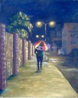 Night Scene - Night Sky On Clegg Street - Oil Colour On Canvas
