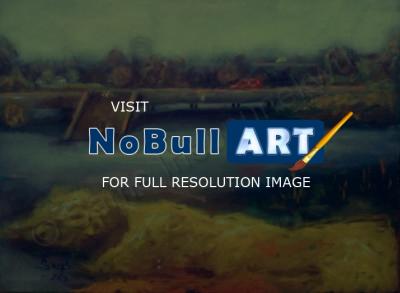 Landscape - Apcon Bridge - Oil Colour On Canvas