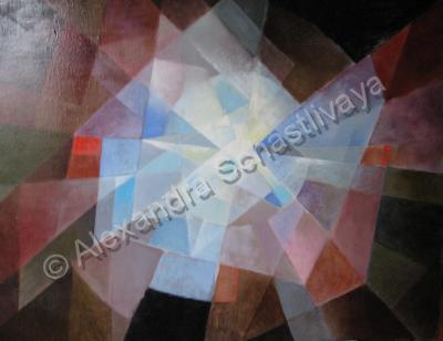 The Origin Of Life On Earth - Movement From Light To Dark Space Point - Oil On Canvas