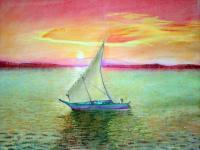 Sunset - Pastel Drawings - By Shiva Vemula, Realism Drawing Artist