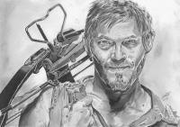 Daryl Dixon - The Walking Dead - Pencil  Paper Drawings - By Chris Jones, Portrait Drawing Artist