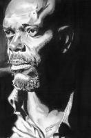 Samuel L Jackson - Pencil  Paper Drawings - By Chris Jones, Portrait Drawing Artist