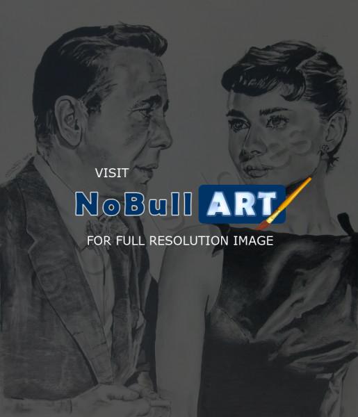 Graphite Portraits - Bogart  Hepburn - Sabrina - Pencil  Paper
