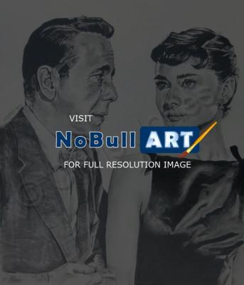 Graphite Portraits - Bogart  Hepburn - Sabrina - Pencil  Paper