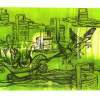Travelling Flamingo 5 - Print On Paper Printmaking - By Elsie Lau, Surrealist Printmaking Artist