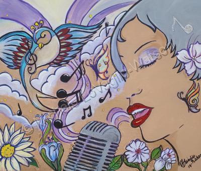 Tattoo Style Art Sketches - When She Sings - Acrylics