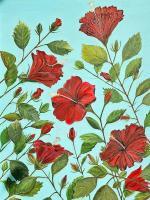 Hibiscus Blooms - Acrylics Paintings - By Michele Lovaglio-Watson, Painting Painting Artist