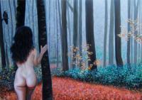 L Aube D Eve - Acrylicbois Paintings - By Aldehy Phil, Symbolism Painting Artist