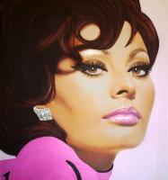 Sophia Loren - Sixties - These Oil Paintings Are Origin Paintings - By Hayo Sol, Pop Art Painting Artist