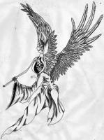 Deaths Angel - Pen And Ink Drawings - By Stephen Fontana, Sketchwork Drawing Artist